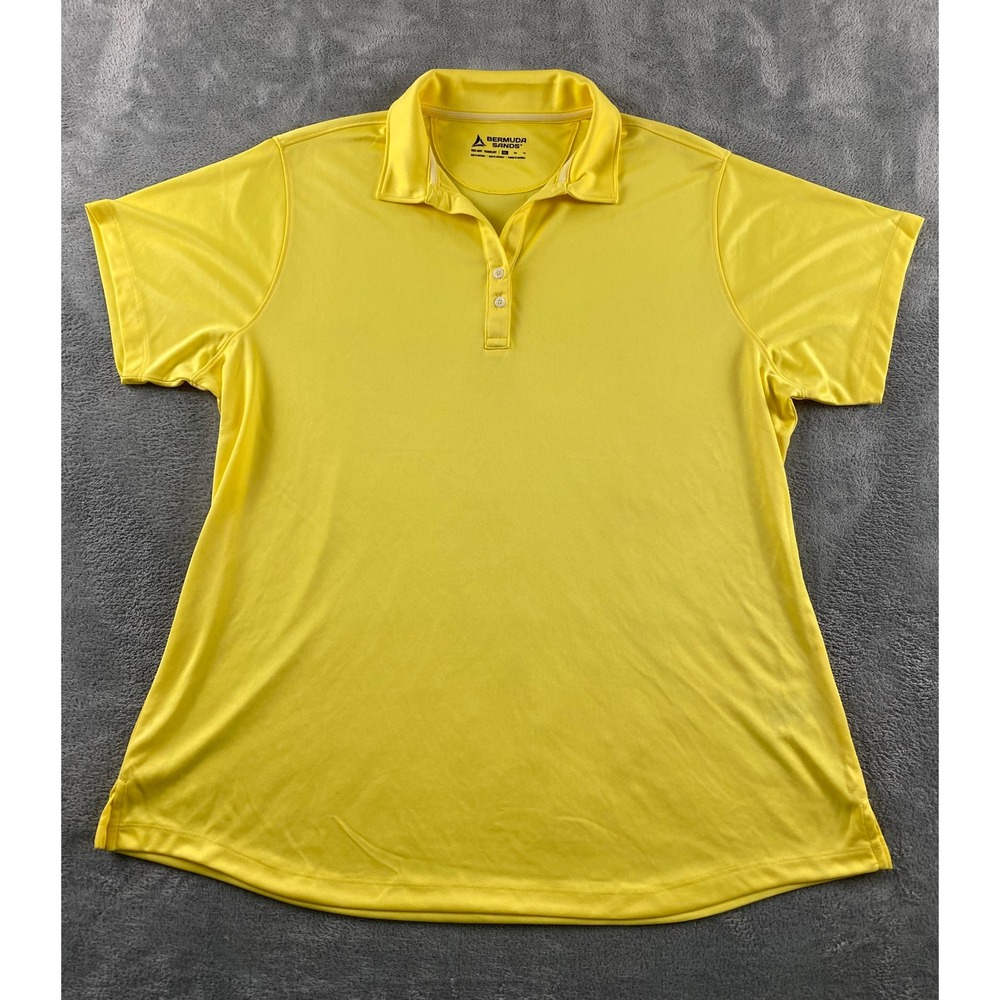 Bermuda Sands Womens XL Yellow Performance Polo Shirt Short Slv Wick Away Golf